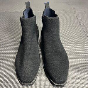 Rothys Black Knit Womens Ankle Boots W6.5 EU37 Square Toe Sustainable Wool Blend